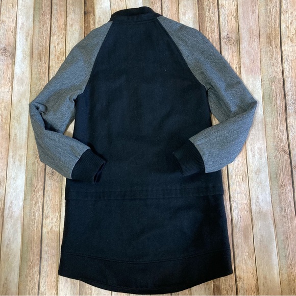 Express wool blend black coat without hood XS herringbone sleeves dry clean only - Picture 4 of 12